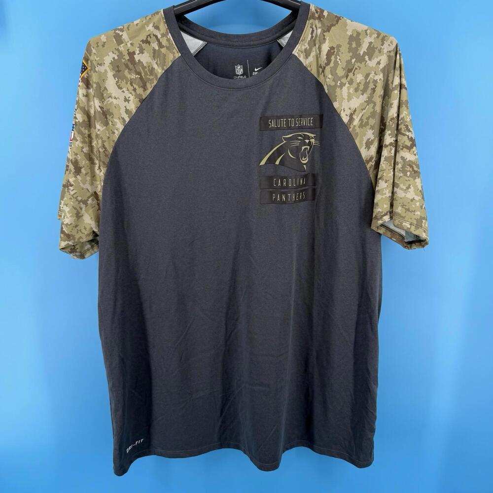 Carolina Panthers Shirt Mens XXL Black Camo Nike Drifit Salute To Service NFL - Picture 2 of 6